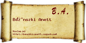 Bánszki Anett névjegykártya