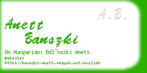 anett banszki business card